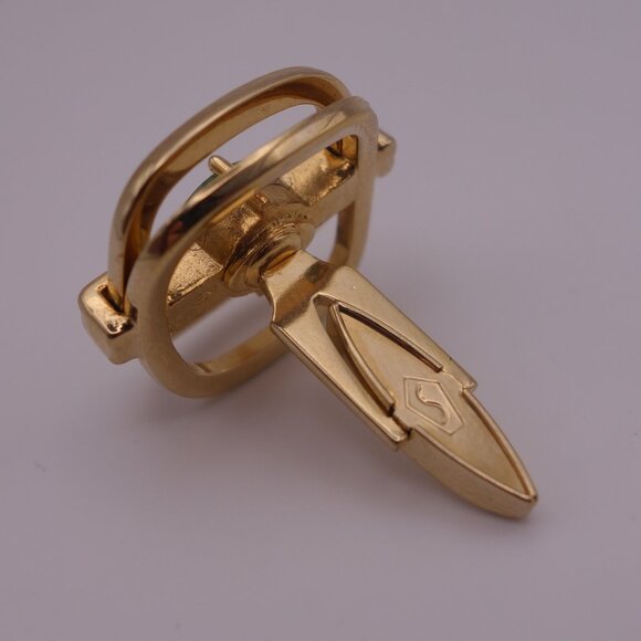 Gold Color Cuff Links with Green Stone PAT 3.208.313 - Picture 11 of 15